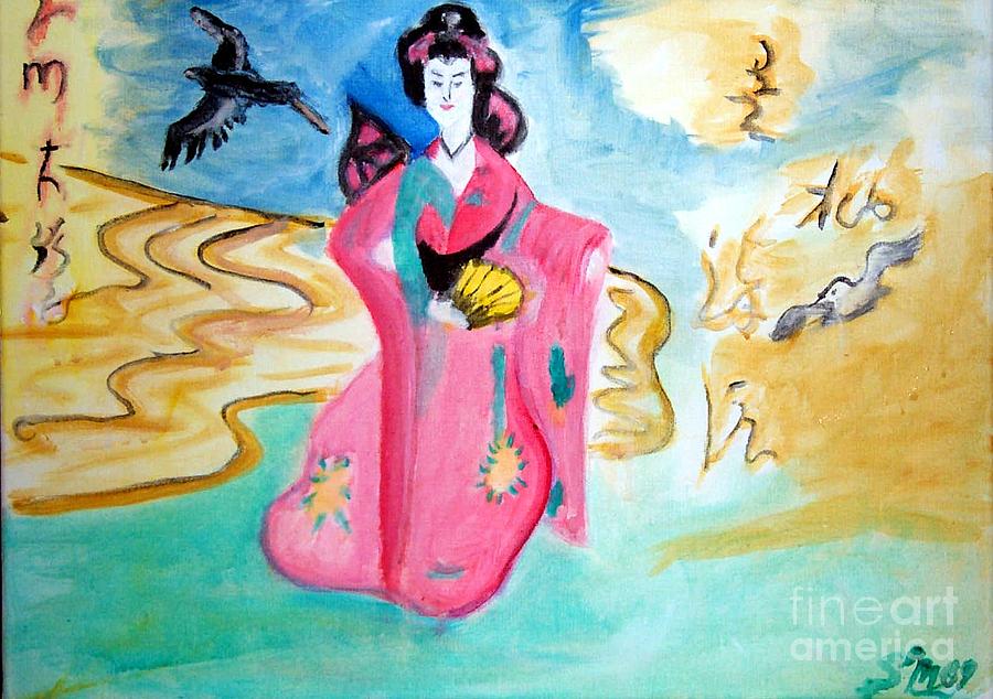 Geisha Butterfly Painting by Stanley Morganstein