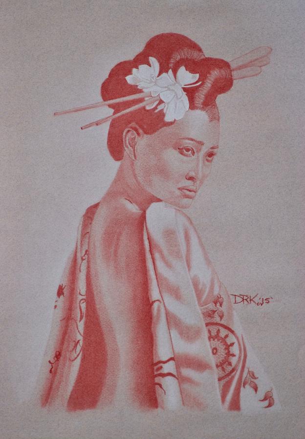 Geisha Drawing by Edward Kovalsky