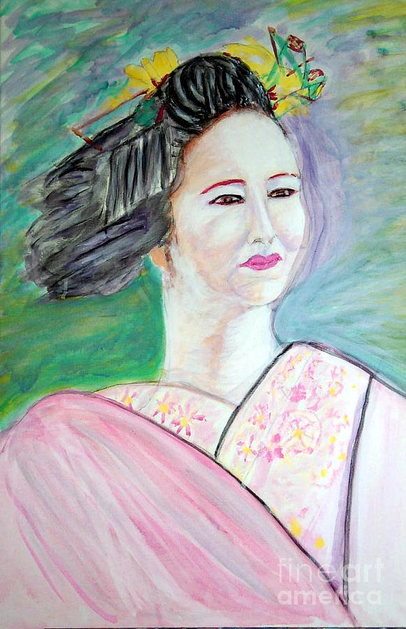 Geisha Girl Portrait II Painting by Stanley Morganstein