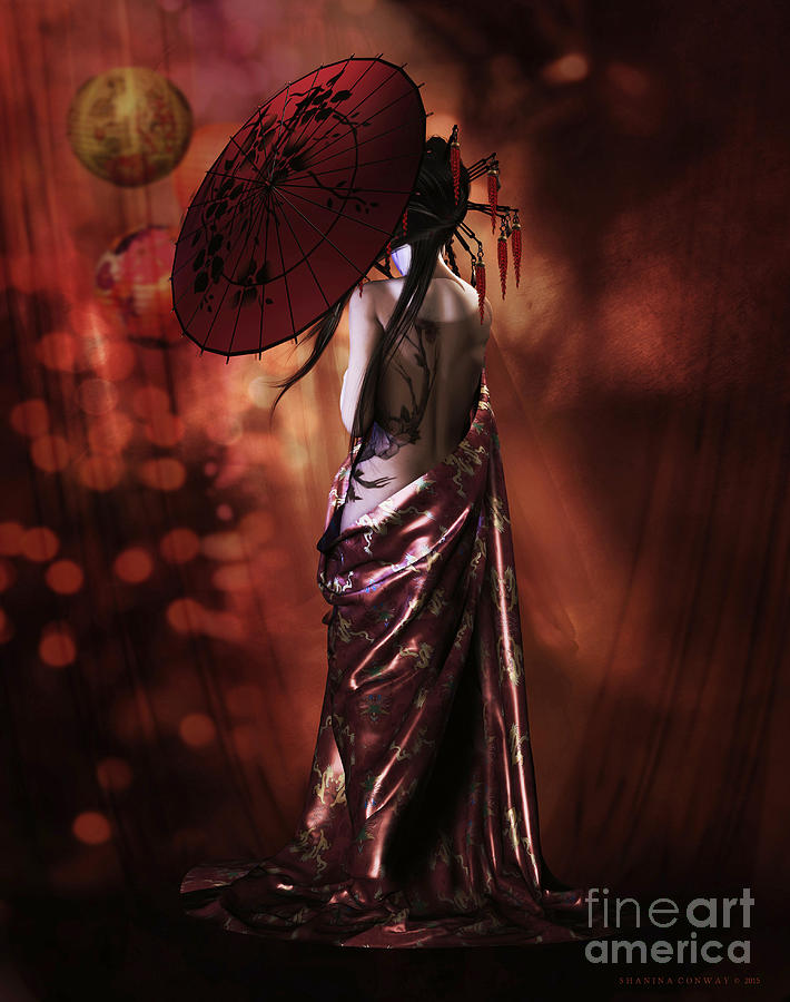 Geisha Gold Digital Art by Shanina Conway