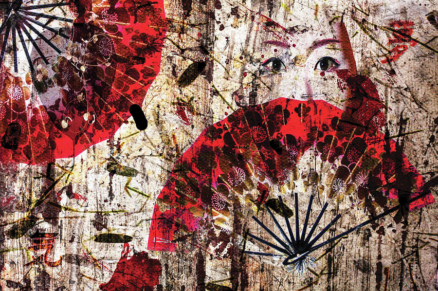 Abstract Digital Art - Geisha Grunge by Paula Ayers