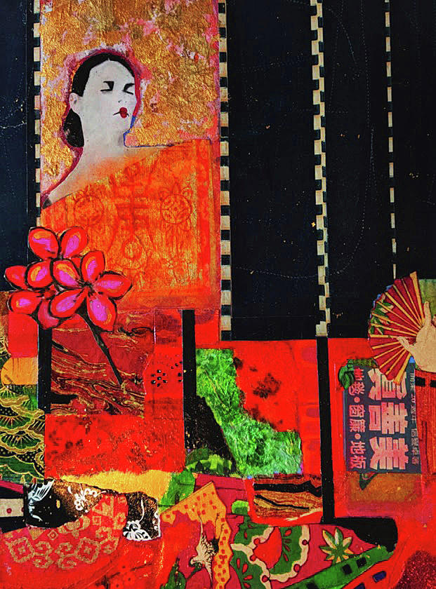 Geisha in the Ginza Mixed Media by Elizabeth Bogard