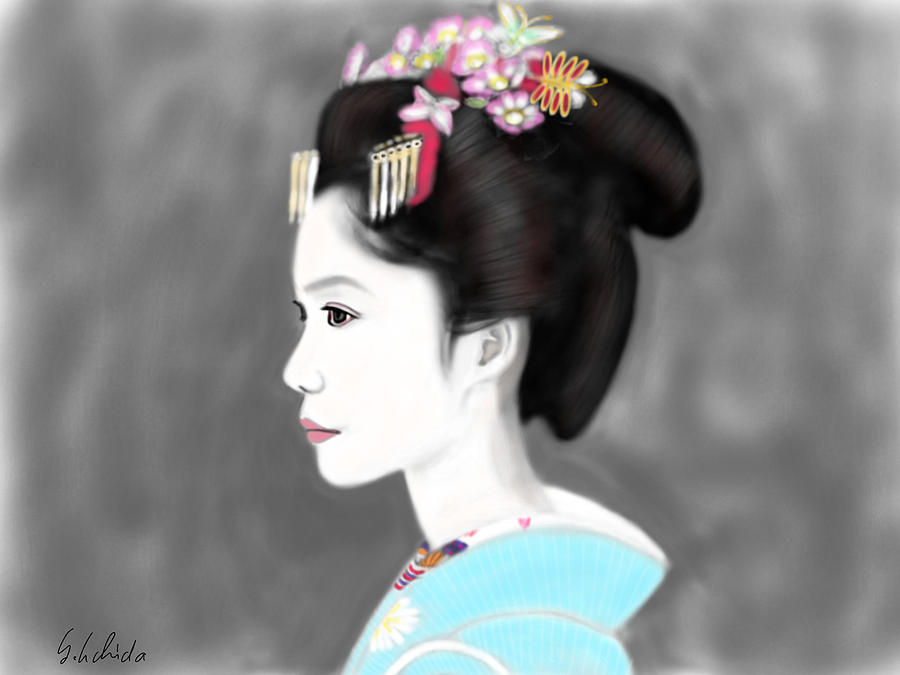 Ipad Painting - Geisha No.139 by Yoshiyuki Uchida Ipad Painting - Geisha No.139 by Yoshiyuki Uchida
