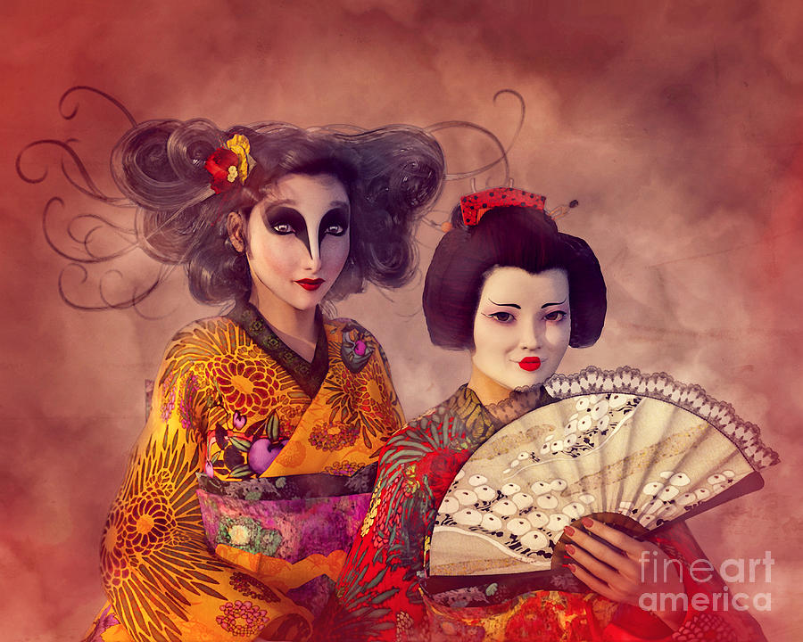 Portrait Painting - Geisha Portrait by Two Hivelys