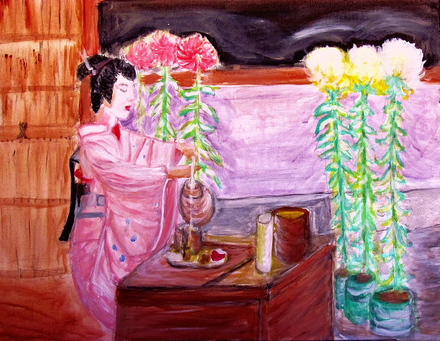 Geisha Tea Ceremony Painting by Stanley Morganstein