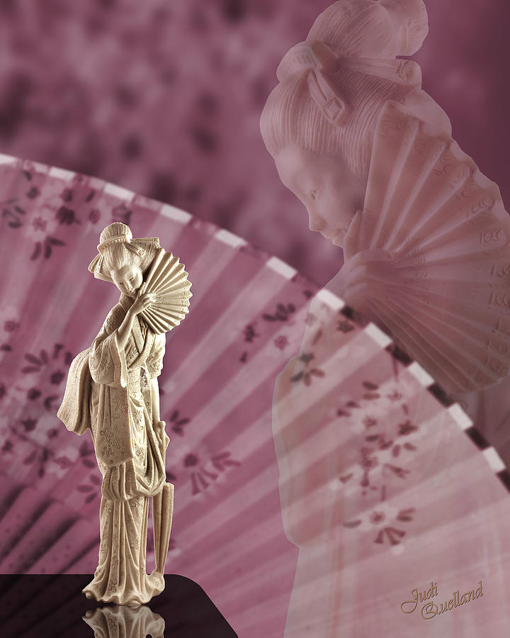 Geisha with Fan Digital Art by Judi Quelland