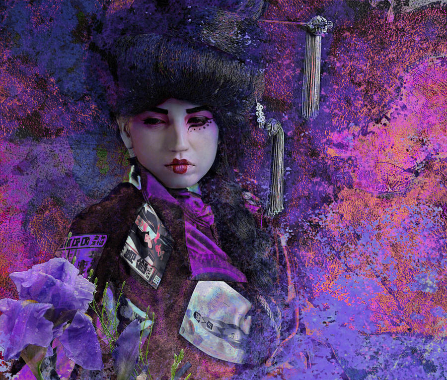 Geisha with Iris Photograph by Jeff Burgess