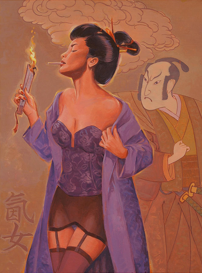 Geisha Painting - Geishas Gone Bad- Torch Song by Shawn Shea
