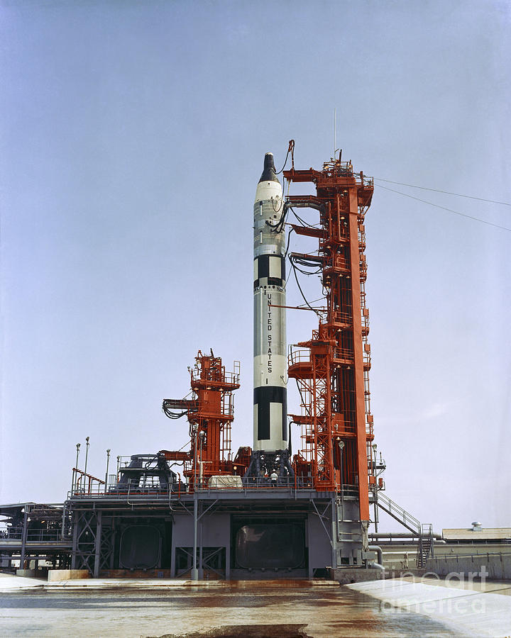 Space Photograph - Gemini 5 Spacecraft On Its Launch Pad by Stocktrek Images