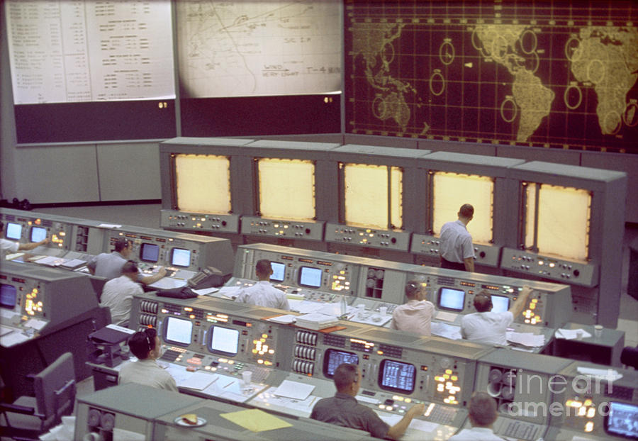 Gemini Program Photograph - Gemini Mission Control by Nasa/Science Source