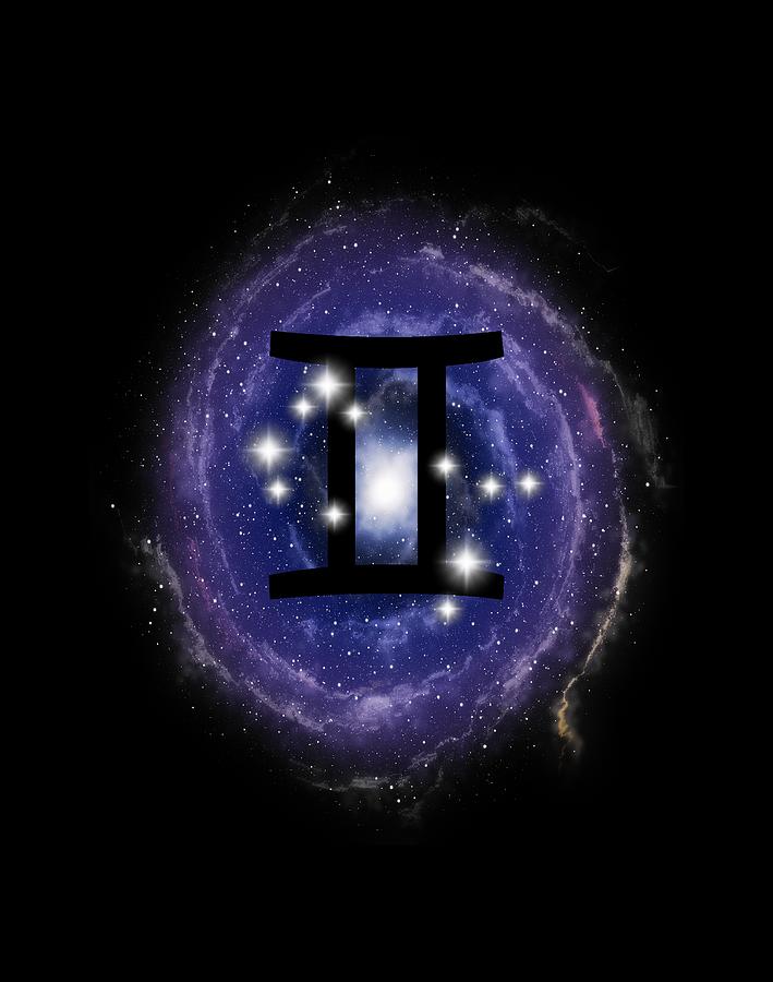 Gemini Zodiac Sign Constellation Stars Nebula Digital Art by Garaga Designs