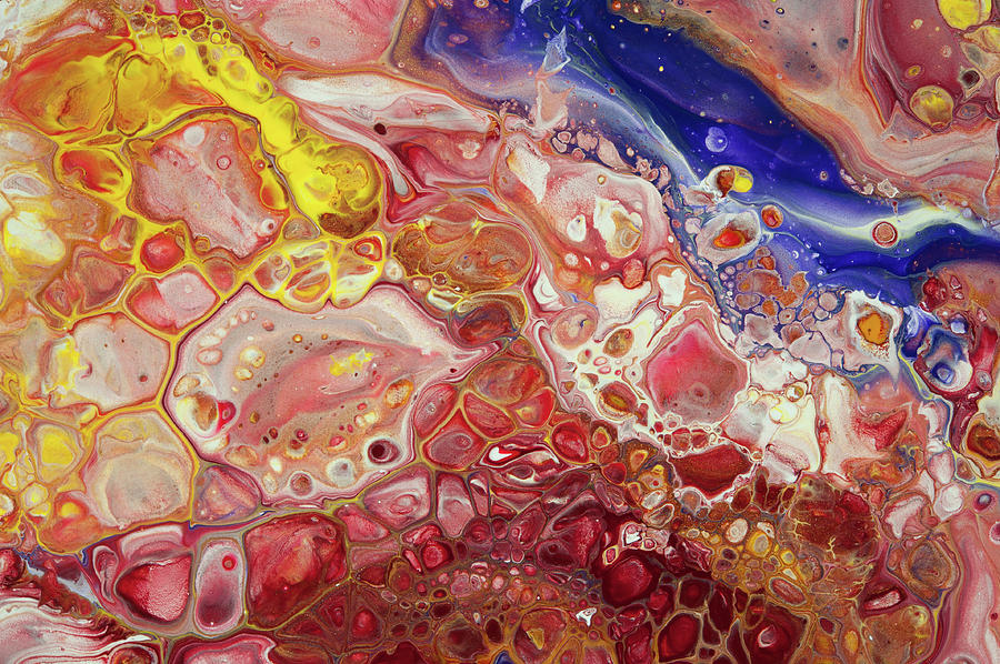 Gems of East 1. Fluid Acrylic Abstract Painting by Jenny Rainbow