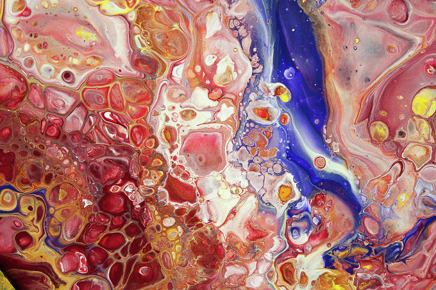Abstract Painting - Gems of East. Fluid Acrylic Abstract by Jenny Rainbow