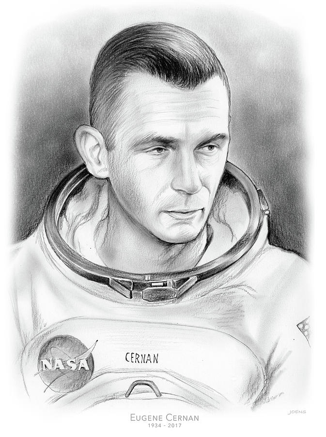 Astronaut Gene Cernan Drawing by Greg Joens