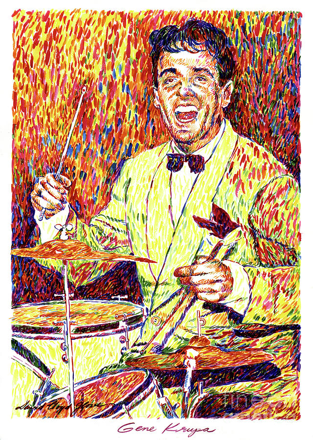 Gene Krupa the Drummer Painting by David Lloyd Glover