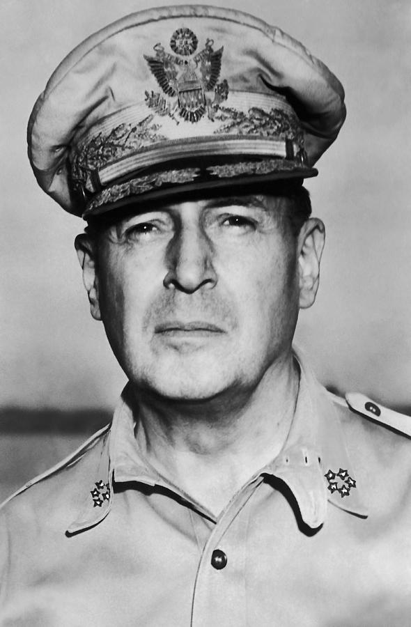 Portrait Photograph - General Douglas MacArthur Portrait by War Is Hell Store