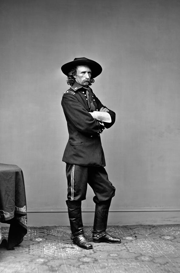 General George Custer Standing Portrait - 1865 Photograph by War Is Hell Store