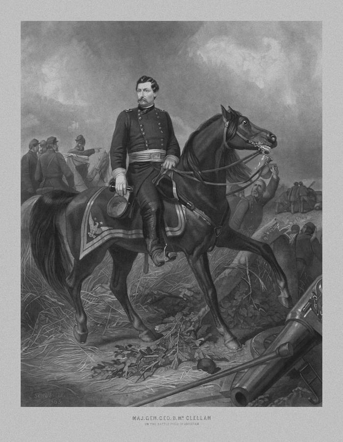 General George McClellan On Horseback Mixed Media by War Is Hell Store