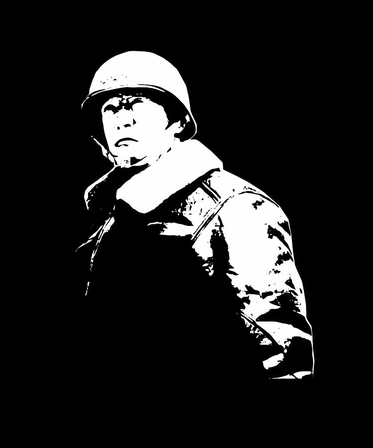General George Patton - Black and White Digital Art by War Is Hell Store
