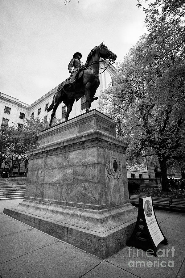 Boston Photograph - general hooker statue at massachusetts state house Boston USA by Joe Fox