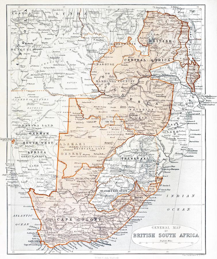 Map Drawing - General Map Of British South Africa by Vintage Design Pics