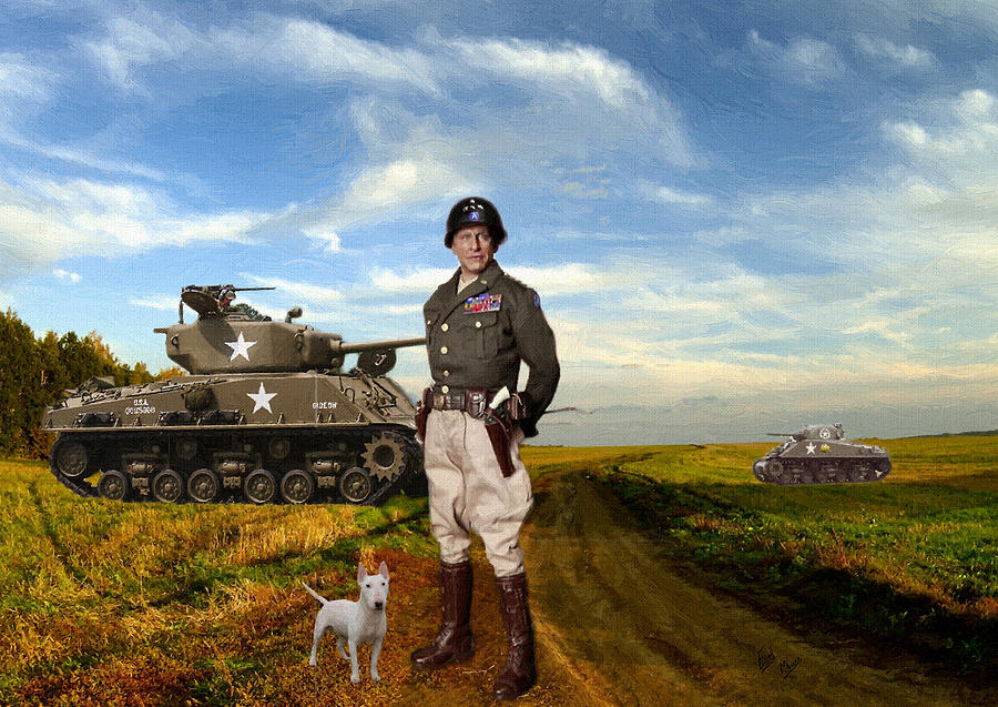 General patton and his dog oil painting  Painting by William Mace