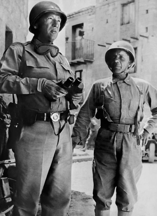 General Patton and Teddy Roosevelt Jr. - Invasion of Sicily - WW2 Photograph by War Is Hell Store