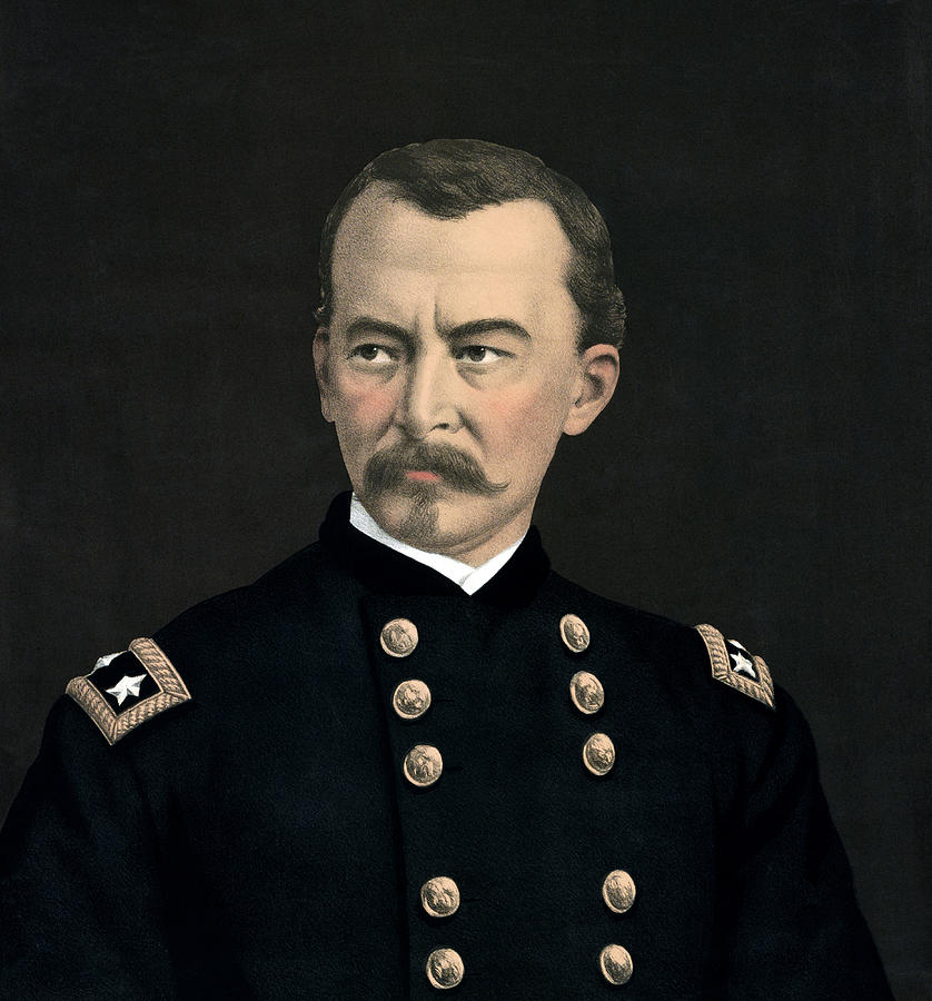 General Philip Sheridan - Color Portrait  Mixed Media by War Is Hell Store