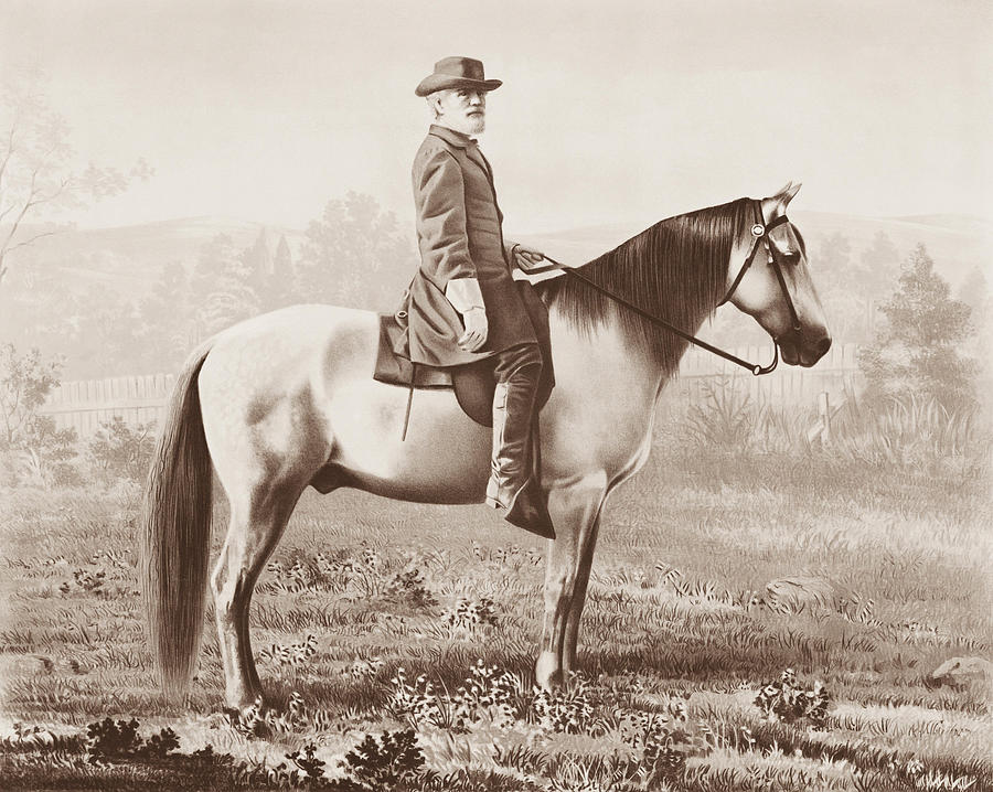 General Robert E. Lee on Traveler - Vintage Portrait Mixed Media by War Is  Hell Store - Pixels