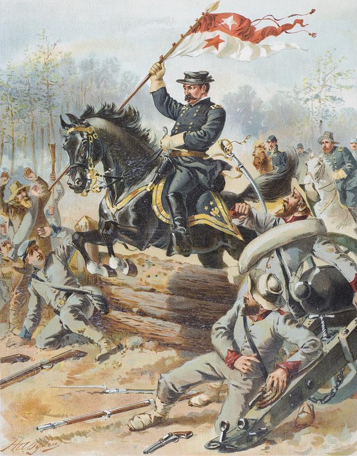 General Sheridan At The Battle Of Five Drawing by Vintage Design Pics ...