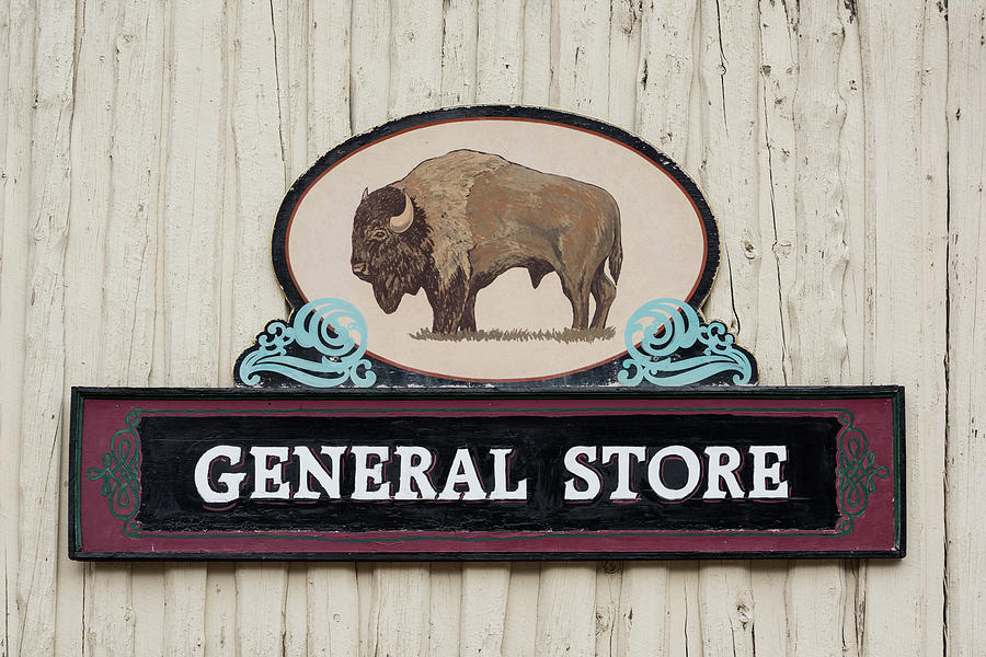 Bison Photograph - General Store Sign by Steve Gadomski