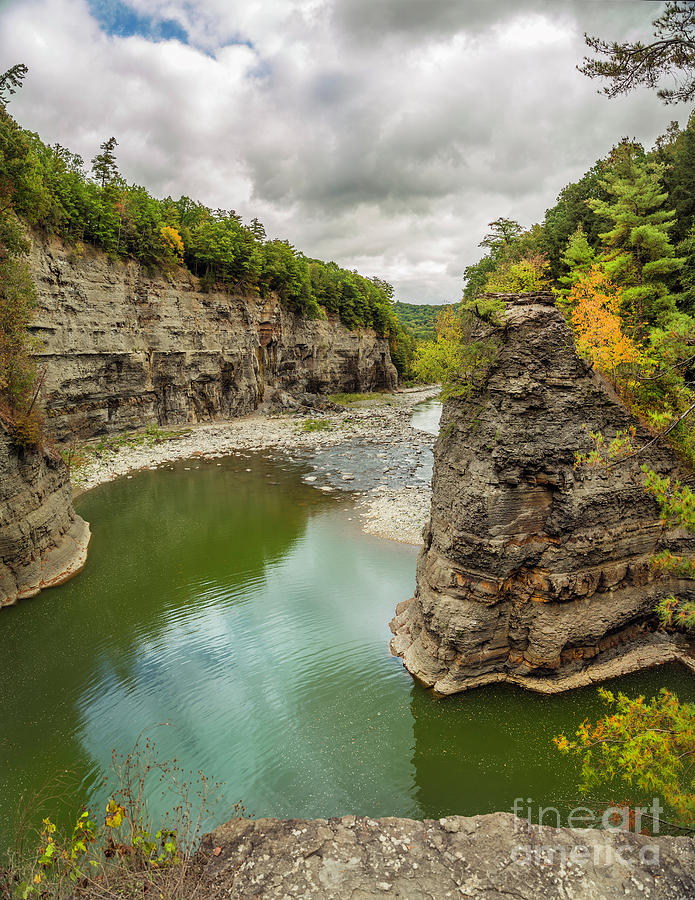 Genesee River Gorge in Early Autumn Photograph by Karen Jorstad