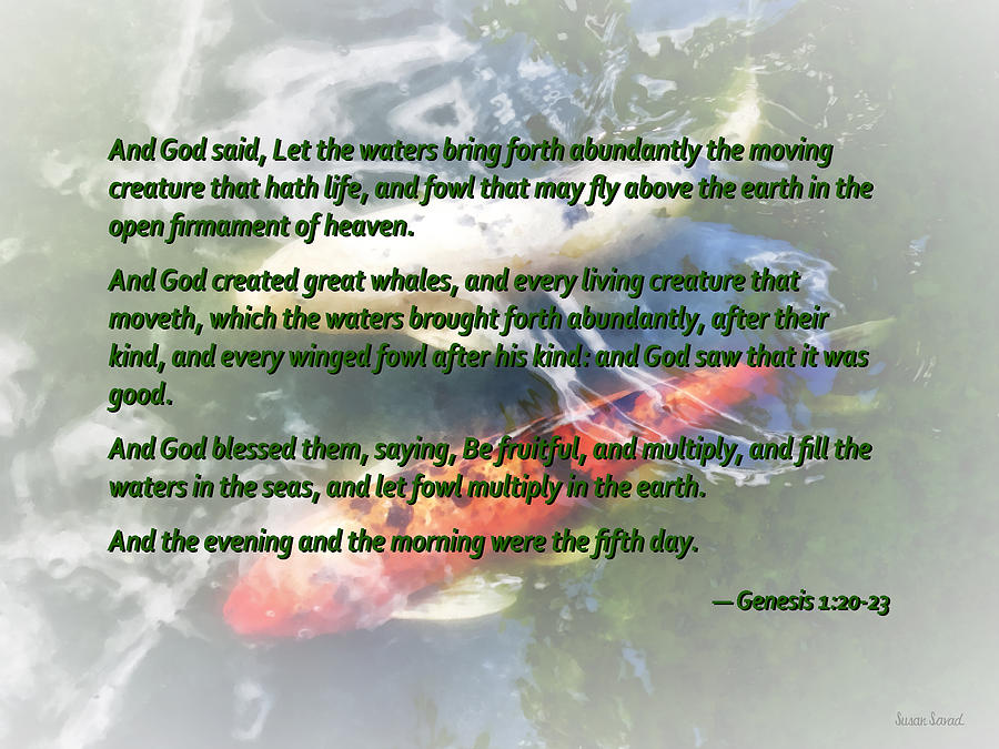 Genesis 1 20-23 And God said, Let the waters bring forth abundantly Photograph by Susan Savad