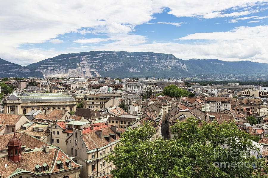 Geneva old town and Mt Saleve Photograph by Didier Marti