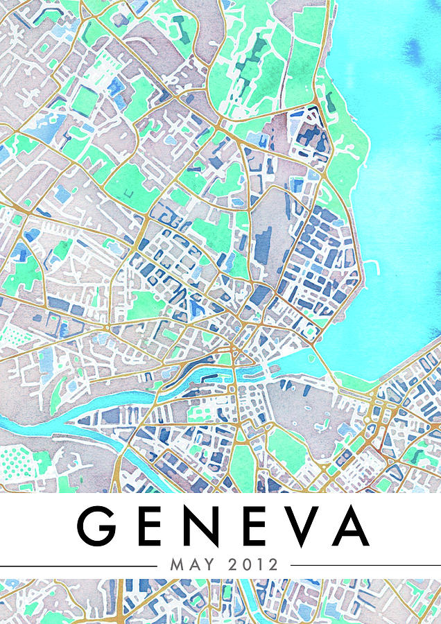 Geneva Digital Art by Water Lily Maps - Fine Art America