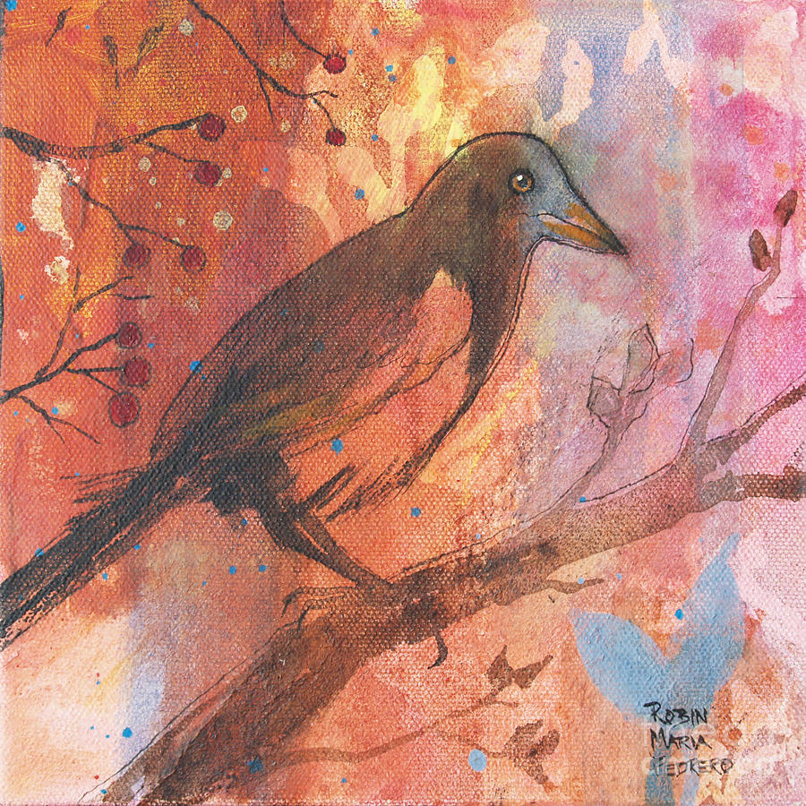 Bird Painting - Gentle Branches by Robin Pedrero