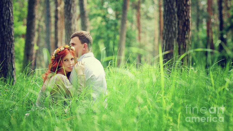 Gentle couple in the forest Photograph by Anna Om