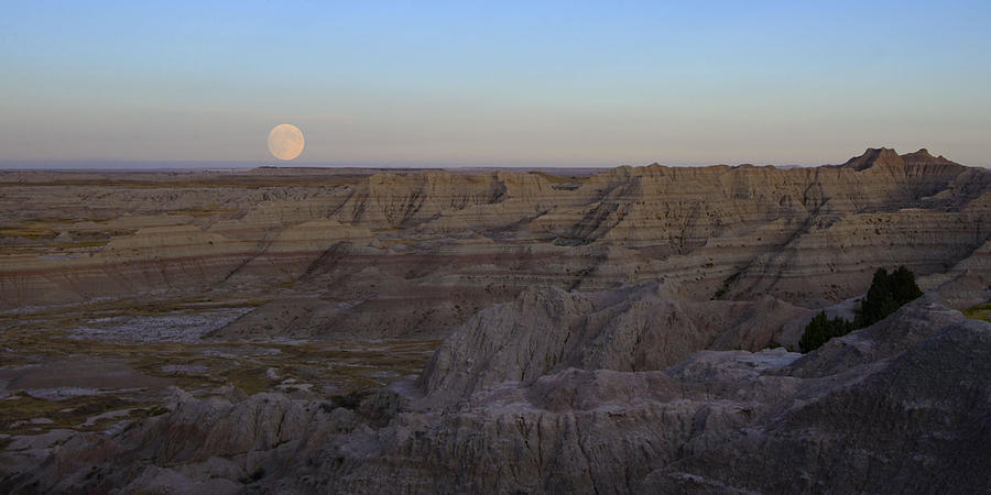 Gentle Moonrise over Badlands Photograph by Jeannee Gannuch