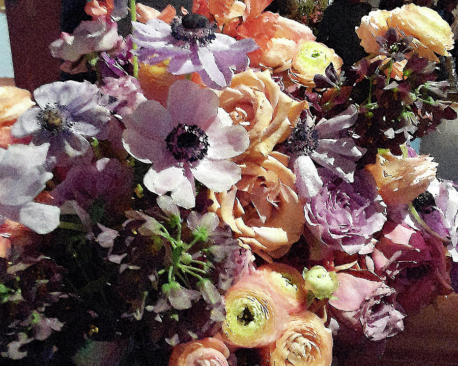 Gentle Purple Flowers Bouquet Digital Art