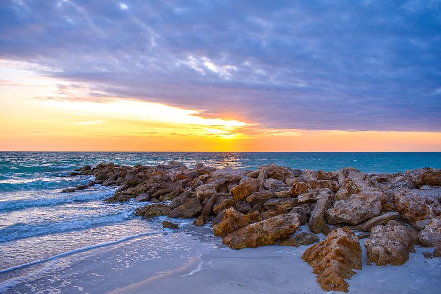 Sunset Photograph - Gentle Waves and Vibrant Skies by C Sev Photography
