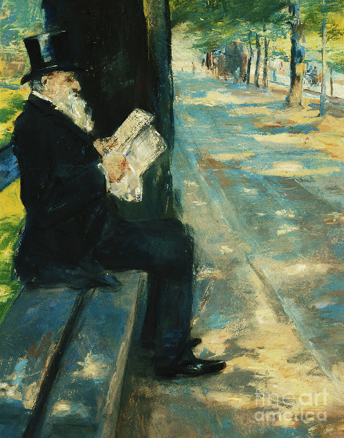 Chalk Pastel - Gentleman In The Park by Lesser Ury Chalk Pastel - Gentleman In The Park by Lesser Ury