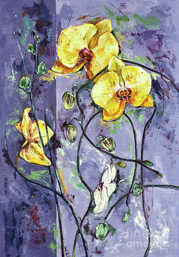 Orchid Painting - Gently Interweaving by Maria Arnaudova