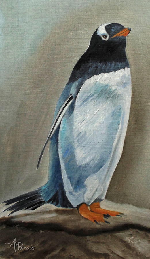 Gentoo Penguin Painting by Angeles M Pomata