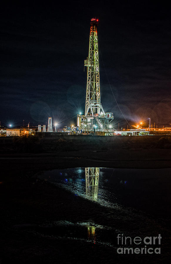 Landscape Photograph - Geo Thermal Plant at Night by Lisa Manifold