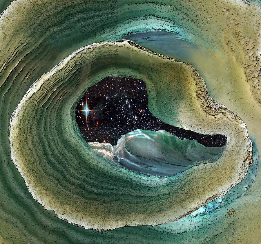 Geode Night Sky at High Tide Mixed Media by Michele Avanti