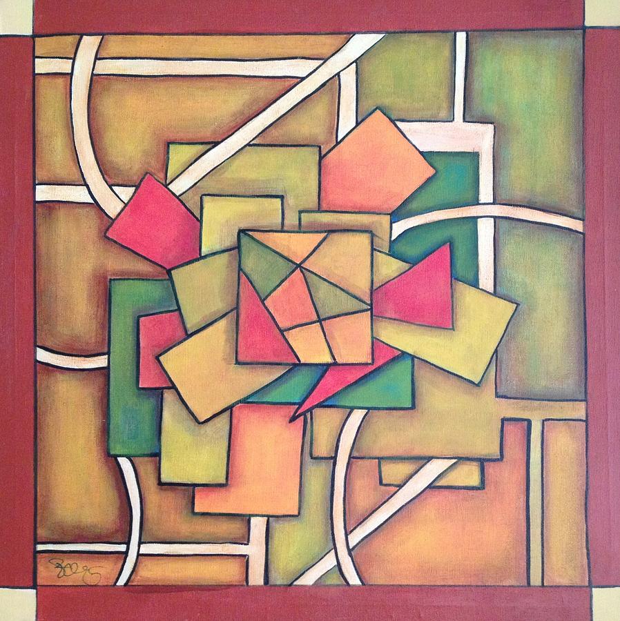 Abstract Painting - Geometric 18x18 by Patricia Cleasby