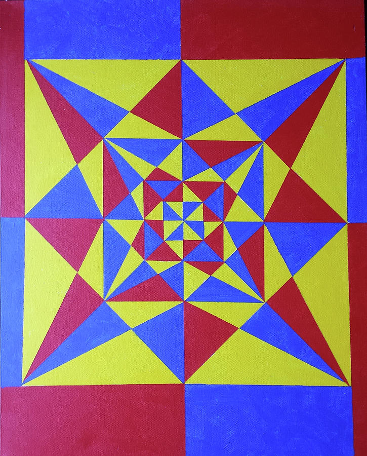 Geometric abstraction in red blue and yellow Painting by James Clarke ...