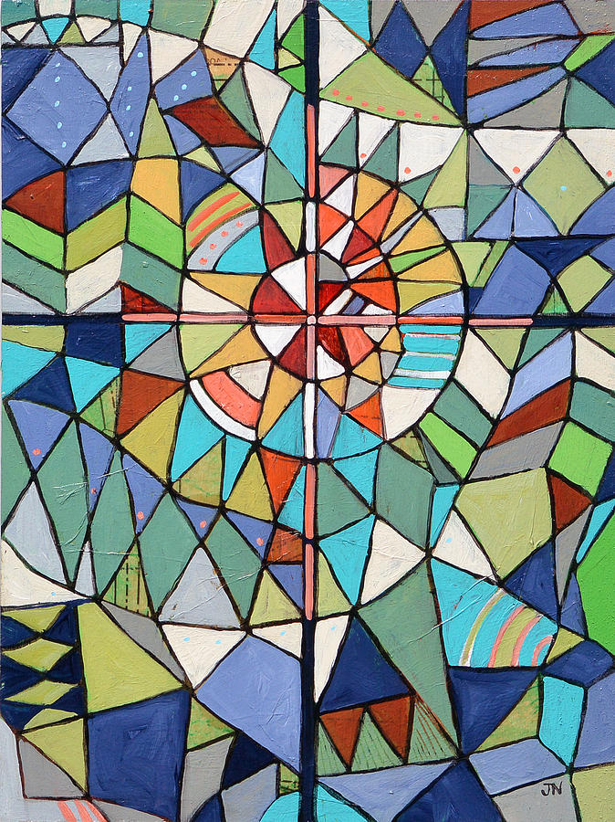 Geometric Cross Painting by Jen Norton
