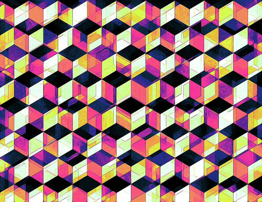Geometric Cubes Pop Art Digital Art by Phil Perkins