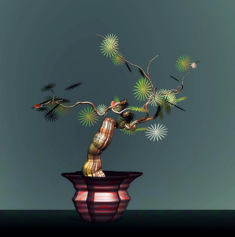 Floral Digital Art - Geometric Floral 2 by GuoJun Pan